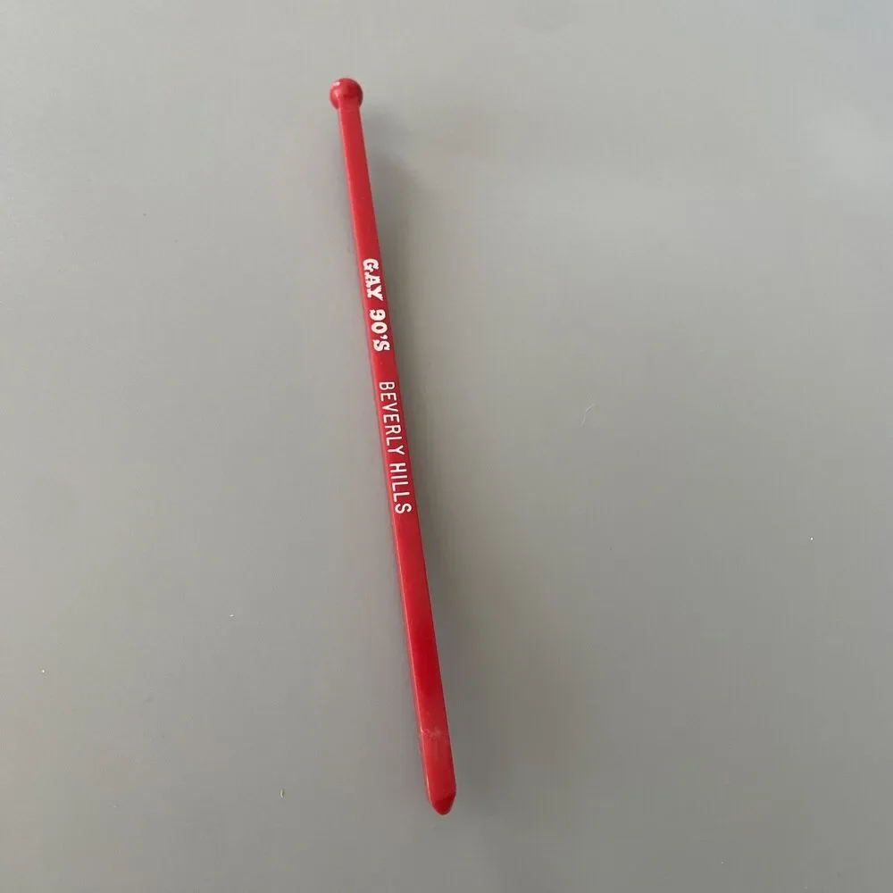 Gay 90's Beverly Hills LGBT Swizzle Stick Drink Cocktail Stirrer Vintage